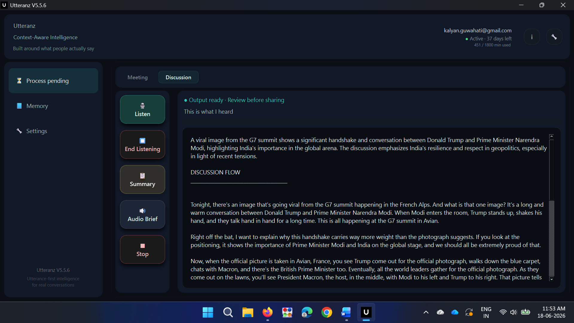 Utteranz — Discussion intelligence: raw transcript to structured discussion flow and meaning extraction